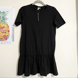 ASOS PETITE Black Peplum Short Sleeve Dress 0P